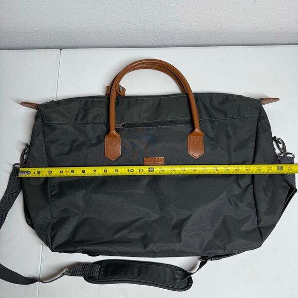 Royal Class Travel Duffel Bag Black Brown Faux Leather Handle Shoulder Strap - Picture 10 of 14